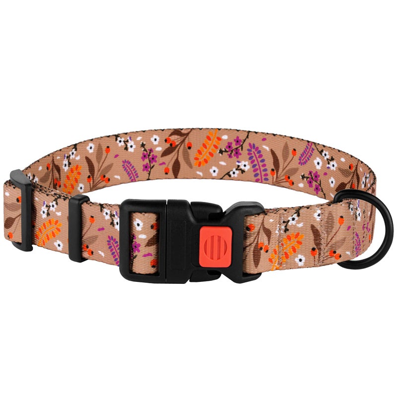 CollarDirect Nylon Dog Collar Floral Pattern Toffee 12-16 inch - Image 2